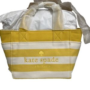 Kate Spade Yellow and Cream Striped Tote